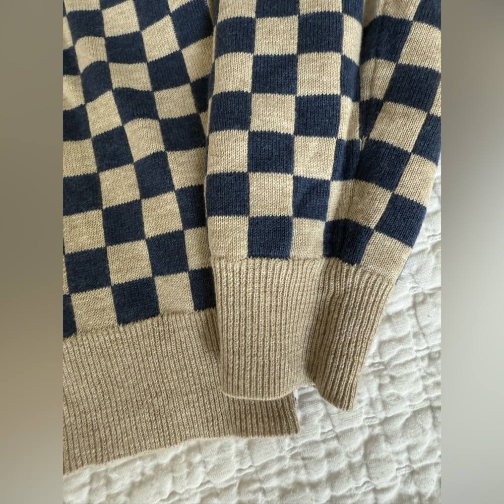 Kule Checkered V-Neck Cardigan Sweater - Picture 2 of 7